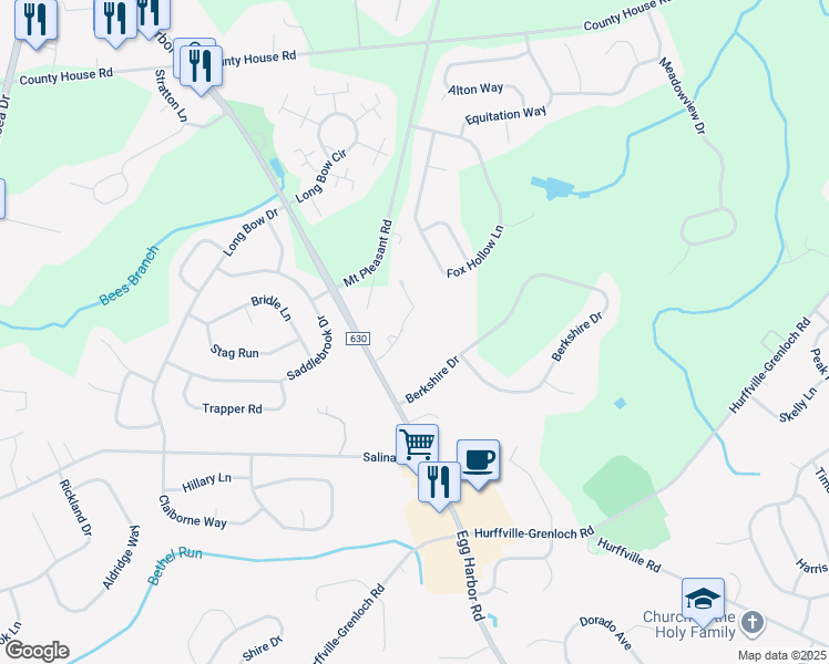map of restaurants, bars, coffee shops, grocery stores, and more near 11 Samantha Court in Washington Township