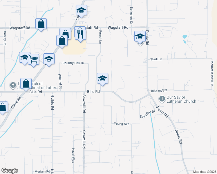 map of restaurants, bars, coffee shops, grocery stores, and more near 6211 Virginia Way in Paradise