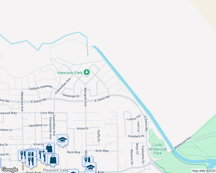 map of restaurants, bars, coffee shops, grocery stores, and more near 2 Beacham Loop in Chico