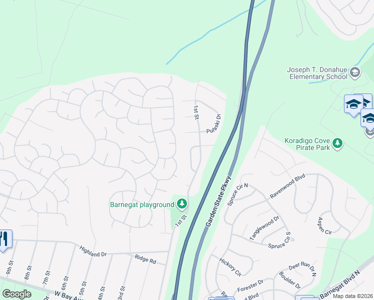 map of restaurants, bars, coffee shops, grocery stores, and more near 15 Morgan Drive in Barnegat Township