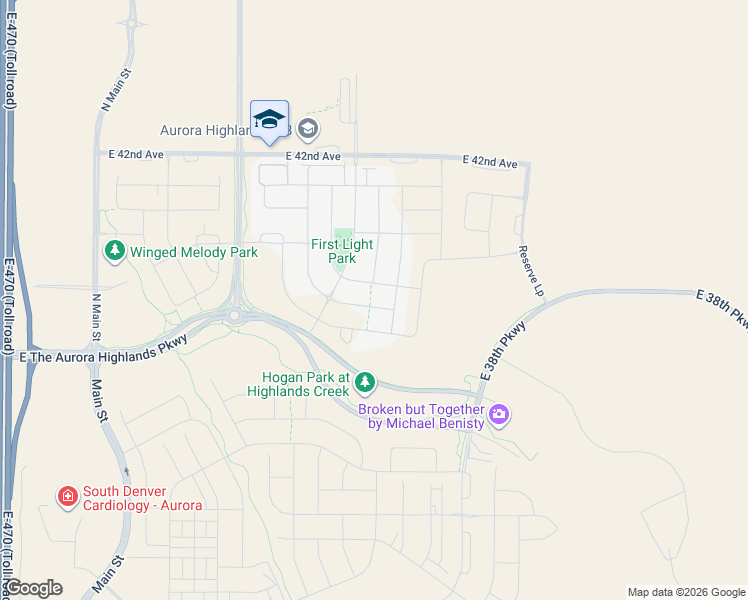 map of restaurants, bars, coffee shops, grocery stores, and more near Harvest Road in Aurora