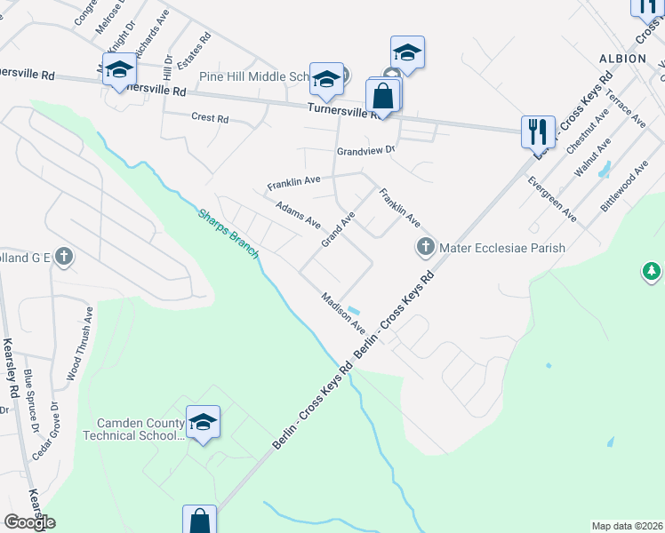 map of restaurants, bars, coffee shops, grocery stores, and more near 9 Monroe Court in Berlin