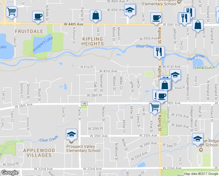 map of restaurants, bars, coffee shops, grocery stores, and more near 3892 Nelson Street in Wheat Ridge