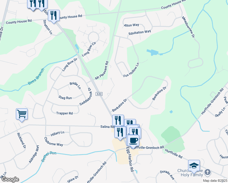 map of restaurants, bars, coffee shops, grocery stores, and more near 11 Samantha Court in Washington Township