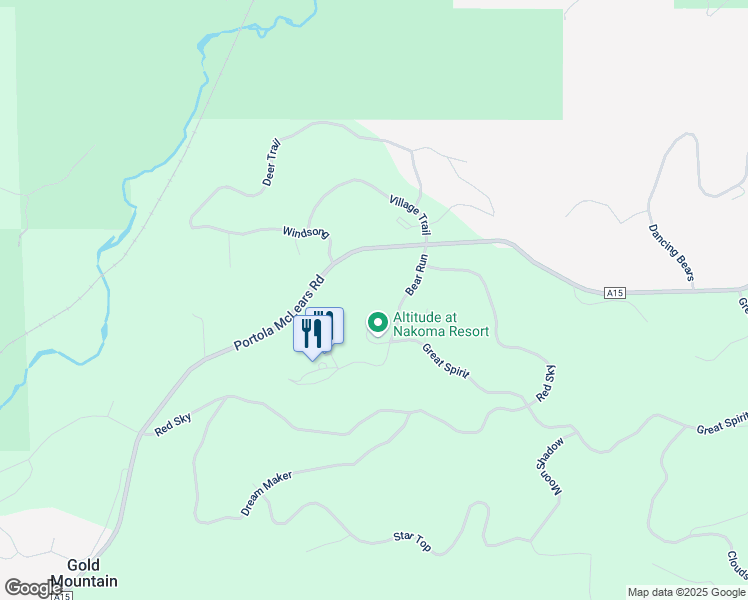map of restaurants, bars, coffee shops, grocery stores, and more near 1430 Great Spirit in Portola