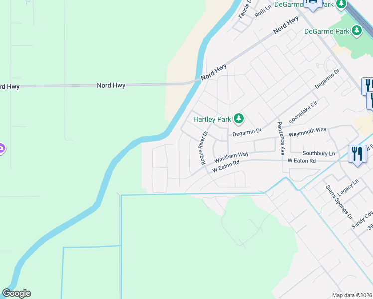 map of restaurants, bars, coffee shops, grocery stores, and more near 3267 Tinker Creek Way in Chico