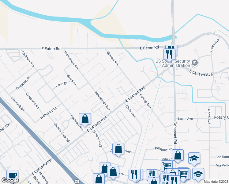 map of restaurants, bars, coffee shops, grocery stores, and more near 2884 Jolyn Way in Chico
