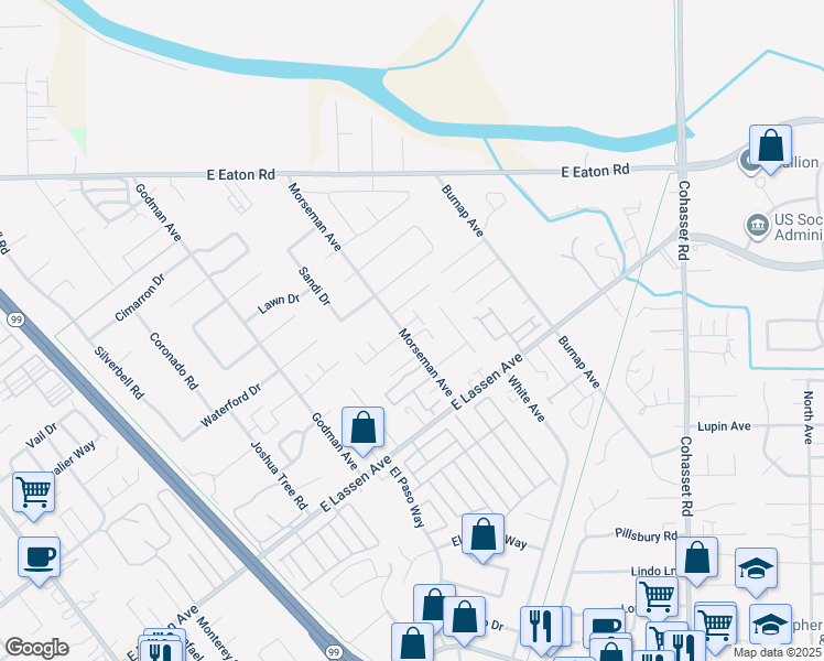 map of restaurants, bars, coffee shops, grocery stores, and more near 2922 Morseman Avenue in Chico