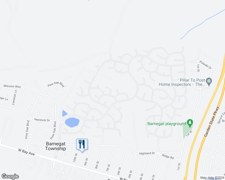 map of restaurants, bars, coffee shops, grocery stores, and more near 8 Breeze Terrace in Barnegat Township