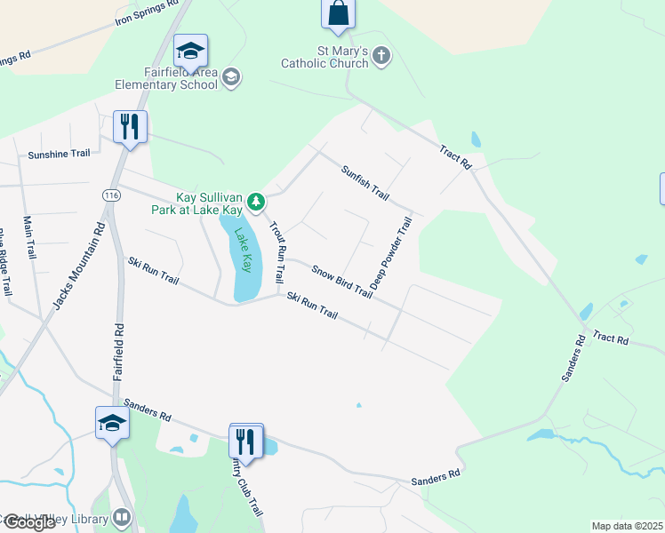 map of restaurants, bars, coffee shops, grocery stores, and more near 13 Snow Bird Trail in Fairfield