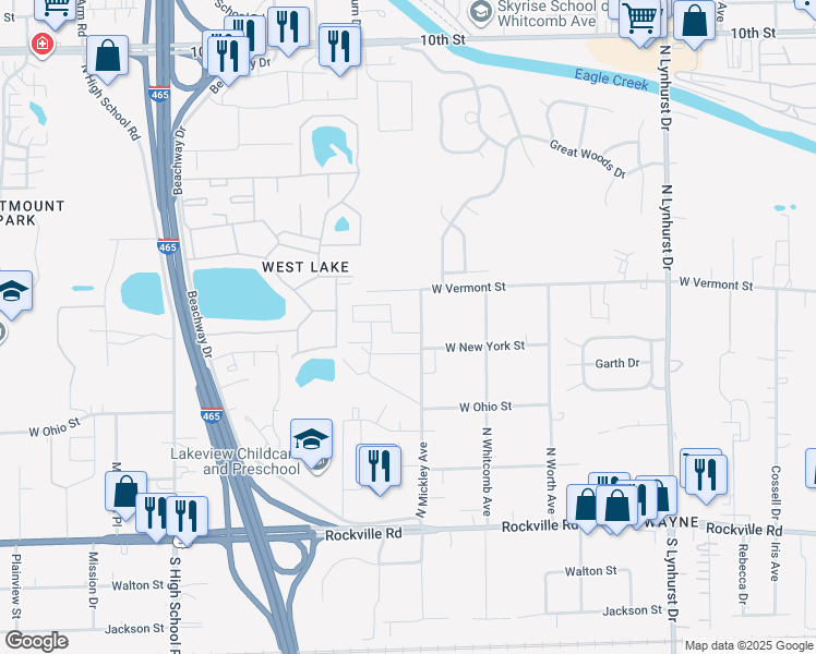 map of restaurants, bars, coffee shops, grocery stores, and more near 5706 Port Lillian Drive in Indianapolis