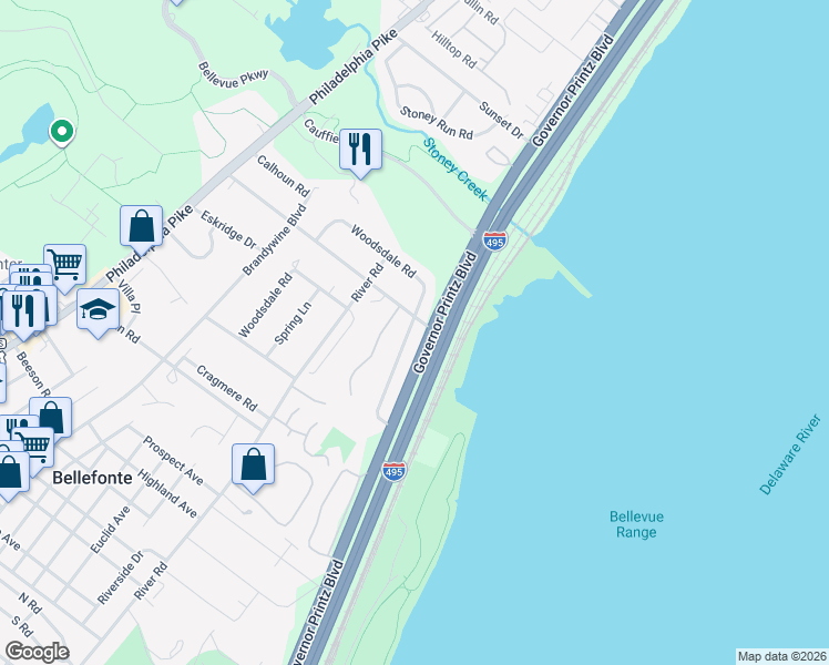 map of restaurants, bars, coffee shops, grocery stores, and more near 1532 Seton Drive in Wilmington