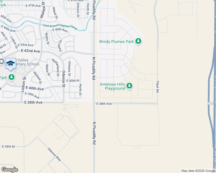 map of restaurants, bars, coffee shops, grocery stores, and more near 3804-4086 Picadilly Road in Denver