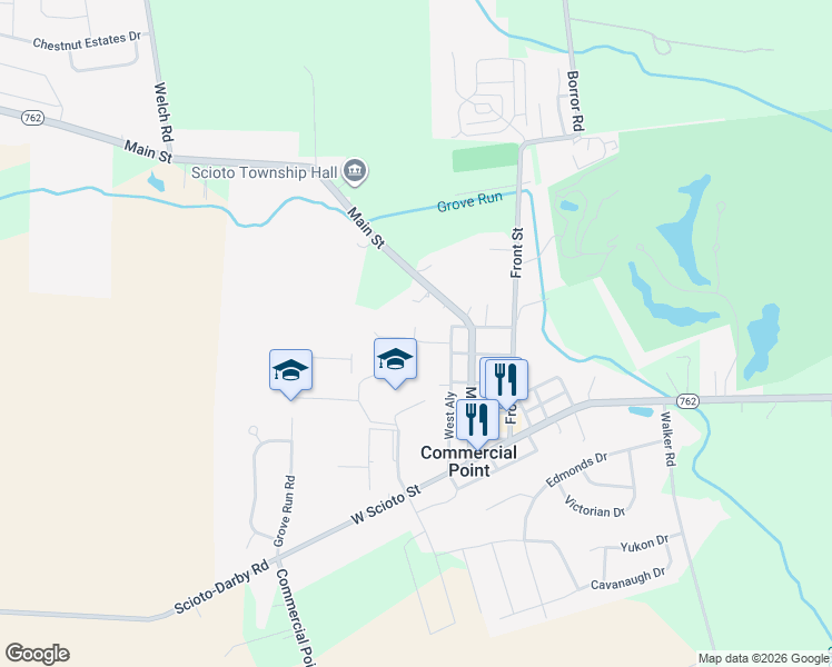 map of restaurants, bars, coffee shops, grocery stores, and more near 14 Carmel Court in Commercial Point