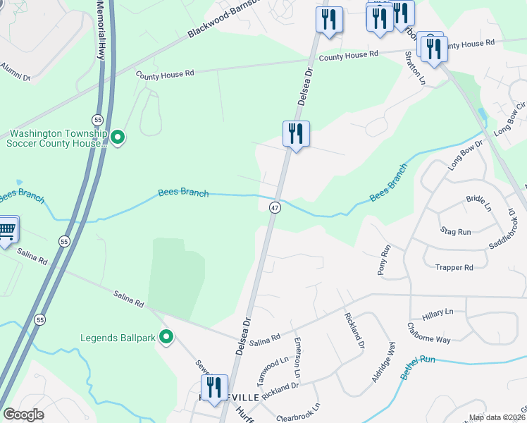 map of restaurants, bars, coffee shops, grocery stores, and more near 257 Delsea Drive in Washington Township