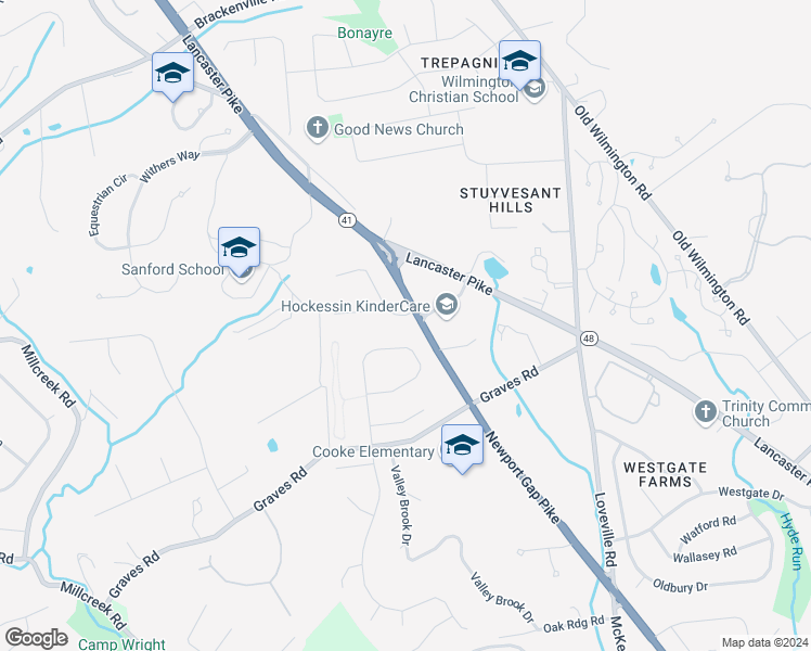 map of restaurants, bars, coffee shops, grocery stores, and more near 4226 Newport Gap Pike in Hockessin