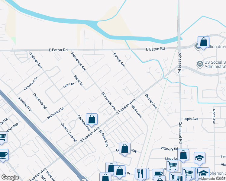 map of restaurants, bars, coffee shops, grocery stores, and more near 830 Alynn Way in Chico