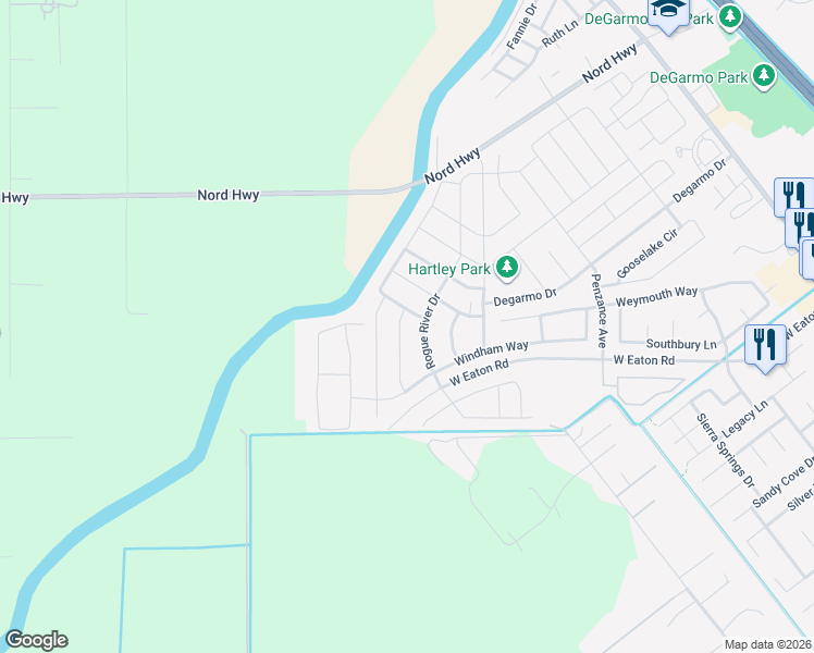 map of restaurants, bars, coffee shops, grocery stores, and more near 3270 Tinker Creek Way in Chico