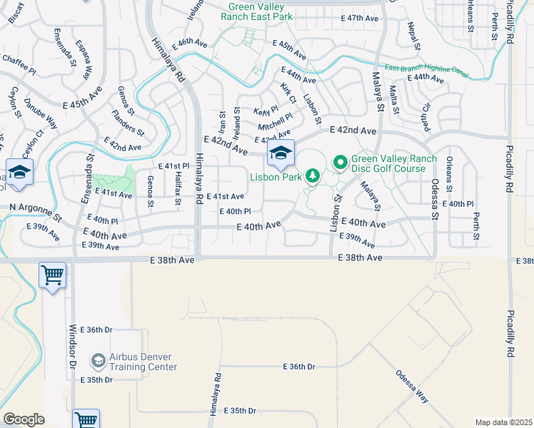 map of restaurants, bars, coffee shops, grocery stores, and more near 4054 Jericho Street in Denver