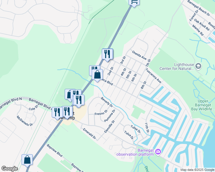 map of restaurants, bars, coffee shops, grocery stores, and more near 111 3rd Street in Ocean Township