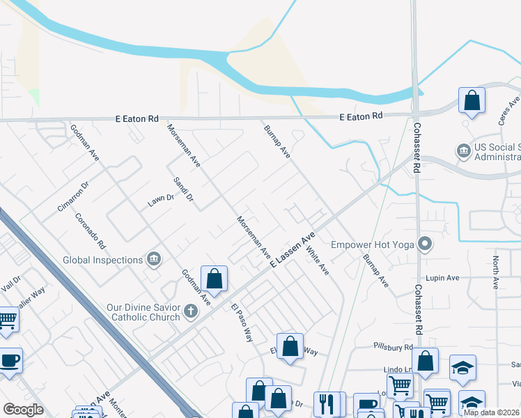 map of restaurants, bars, coffee shops, grocery stores, and more near 2935 Jolyn Way in Chico