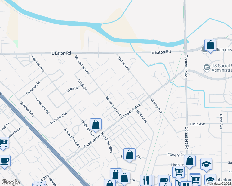 map of restaurants, bars, coffee shops, grocery stores, and more near 2922 Morseman Avenue in Chico