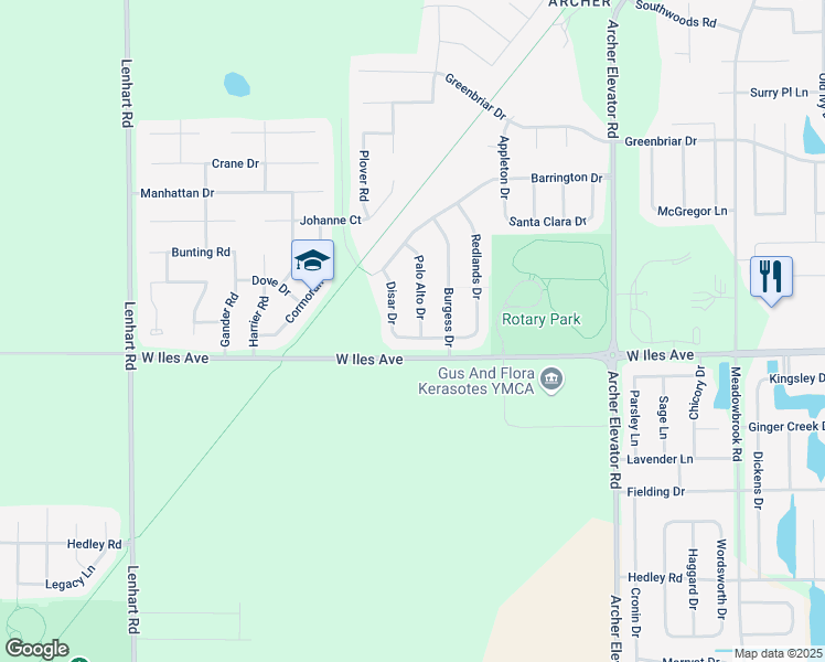 map of restaurants, bars, coffee shops, grocery stores, and more near West Iles Avenue in Springfield
