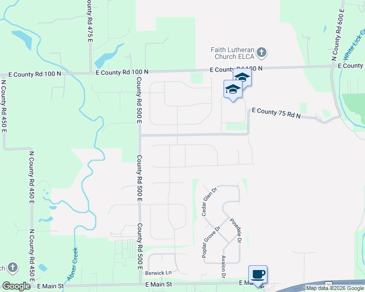 map of restaurants, bars, coffee shops, grocery stores, and more near 480 Greenbriar Court in Avon