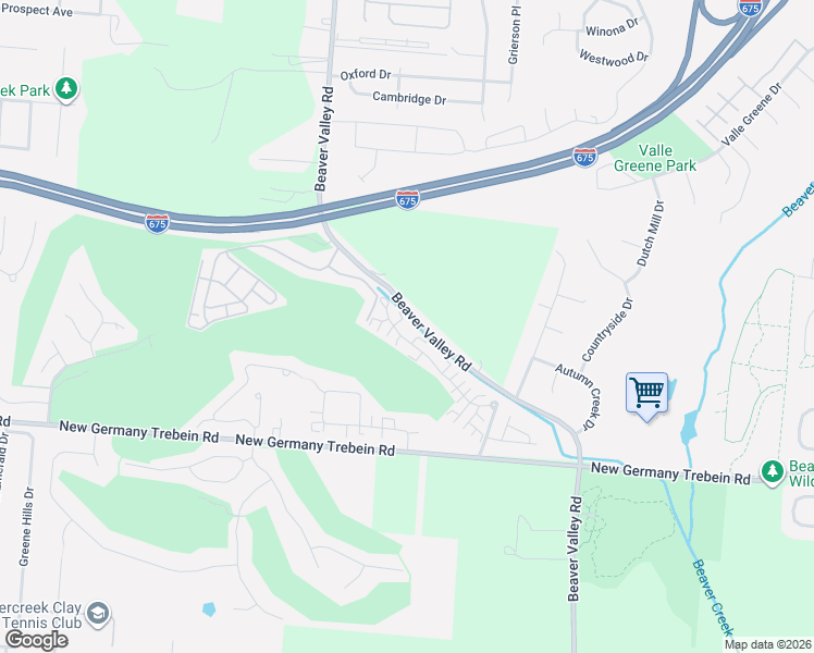 map of restaurants, bars, coffee shops, grocery stores, and more near 2410 Patrick Boulevard in Beavercreek