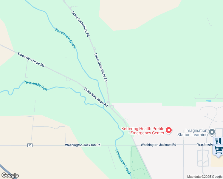 map of restaurants, bars, coffee shops, grocery stores, and more near 2336 Eaton Gettysburg Road in Eaton
