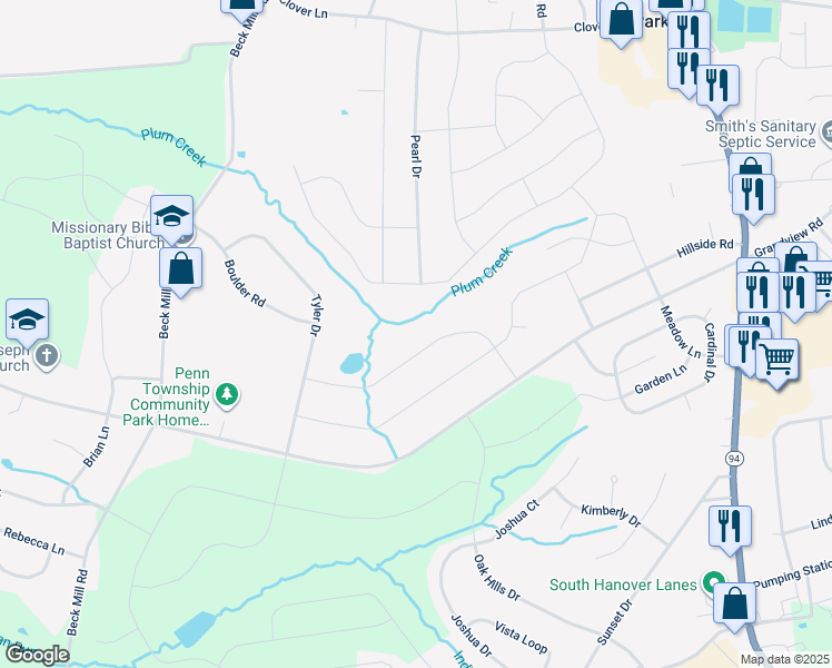 map of restaurants, bars, coffee shops, grocery stores, and more near 19 Alexander Drive in Hanover