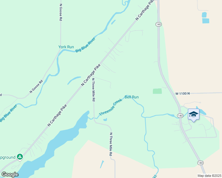 map of restaurants, bars, coffee shops, grocery stores, and more near 3 North Three Mile Road in Carthage
