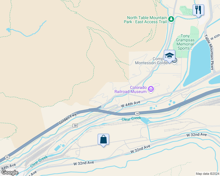 map of restaurants, bars, coffee shops, grocery stores, and more near 3975 Easley Road in Golden