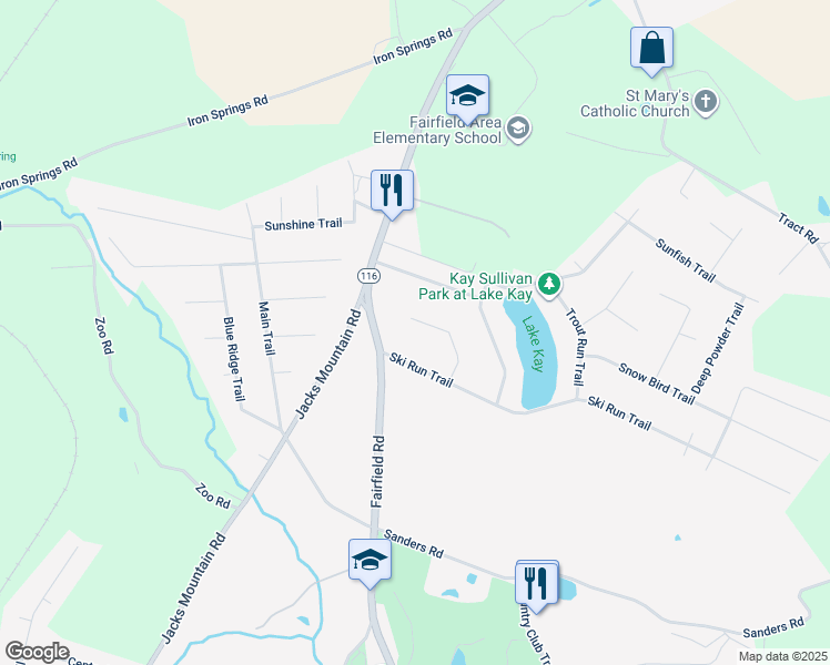 map of restaurants, bars, coffee shops, grocery stores, and more near 15 Lure Trail in Fairfield