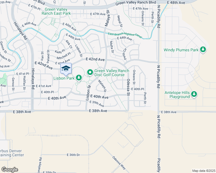 map of restaurants, bars, coffee shops, grocery stores, and more near 4144 Malaya Street in Denver