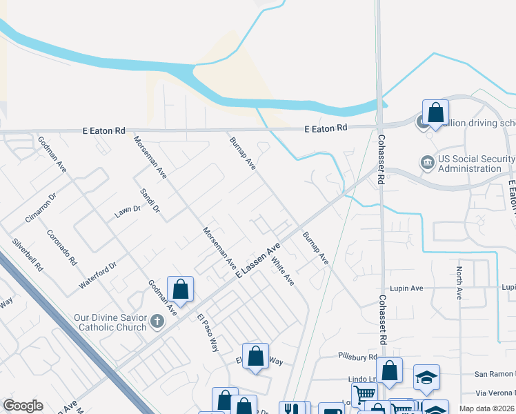 map of restaurants, bars, coffee shops, grocery stores, and more near 2925 Burnap Avenue in Chico