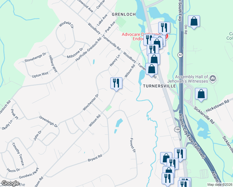 map of restaurants, bars, coffee shops, grocery stores, and more near 105 Salem Avenue in Washington Township
