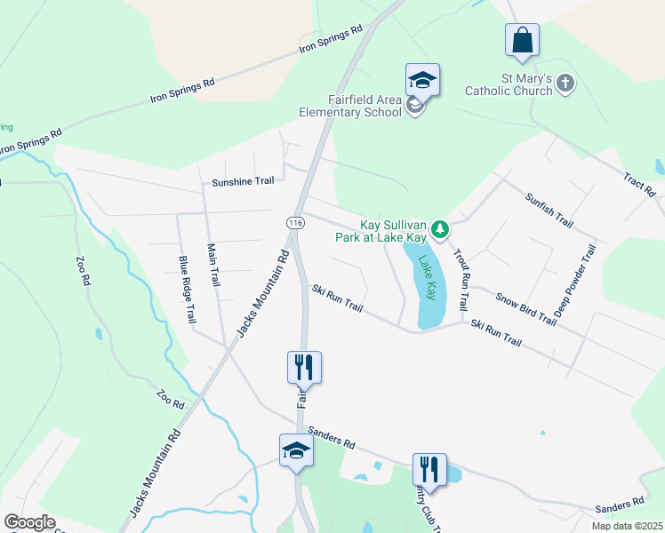 map of restaurants, bars, coffee shops, grocery stores, and more near 15 Lure Trail in Fairfield
