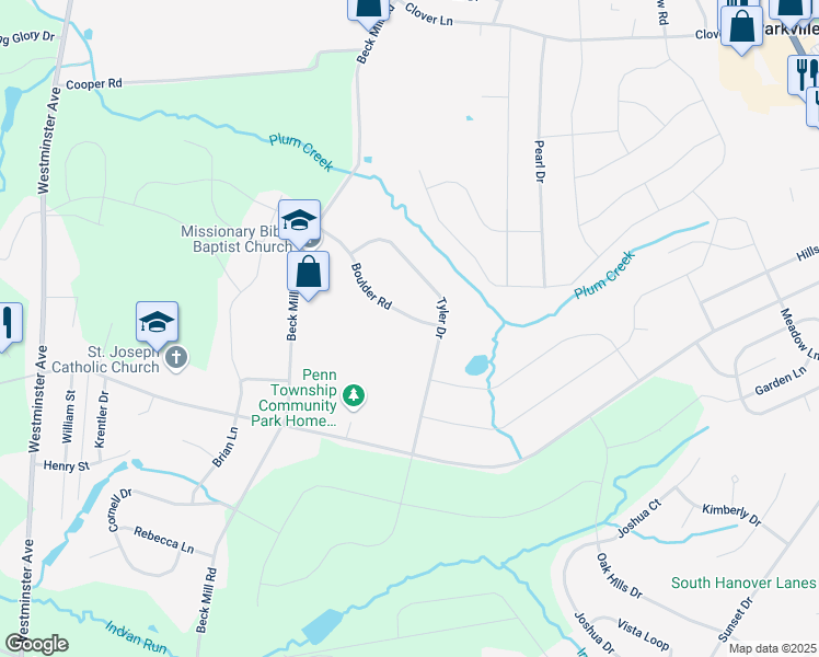 map of restaurants, bars, coffee shops, grocery stores, and more near 25 Boulder Road in Hanover