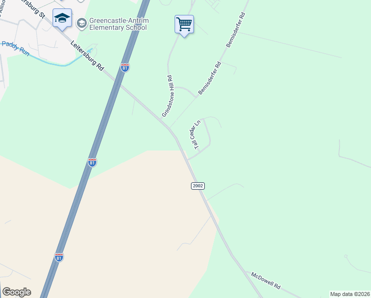 map of restaurants, bars, coffee shops, grocery stores, and more near 569 Leitersburg Road in Greencastle