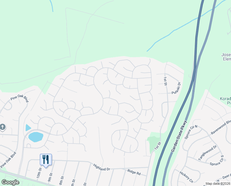 map of restaurants, bars, coffee shops, grocery stores, and more near 6 Headwaters Place in Barnegat Township
