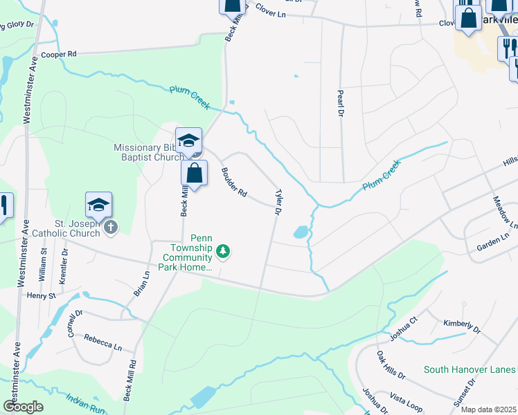 map of restaurants, bars, coffee shops, grocery stores, and more near 25 Boulder Road in Hanover