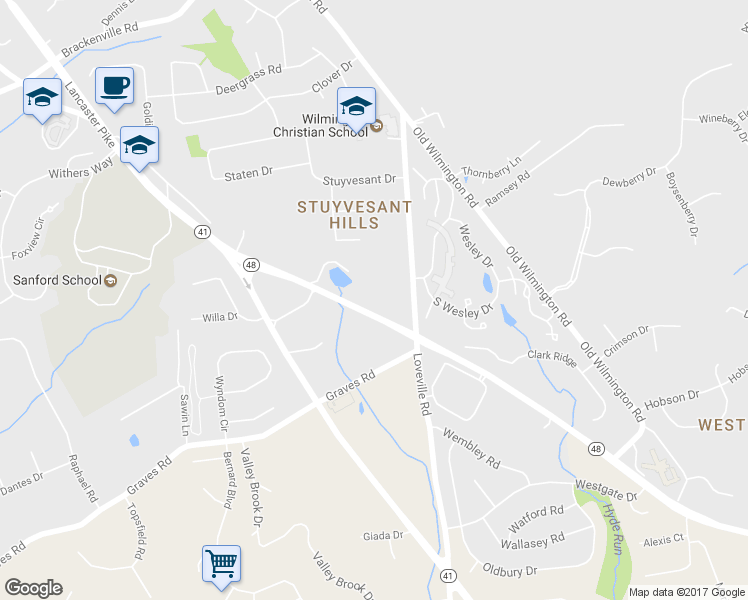 map of restaurants, bars, coffee shops, grocery stores, and more near 6677 Lancaster Pike in Hockessin