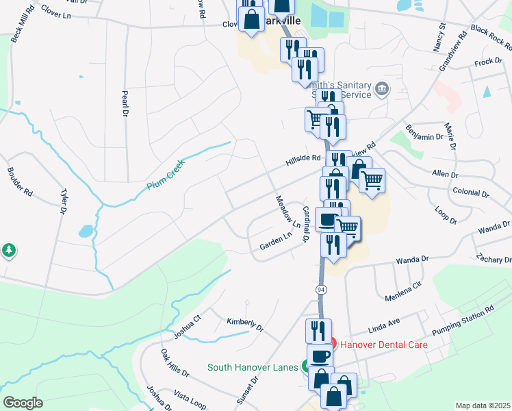 map of restaurants, bars, coffee shops, grocery stores, and more near 4124 Grandview Road in Hanover