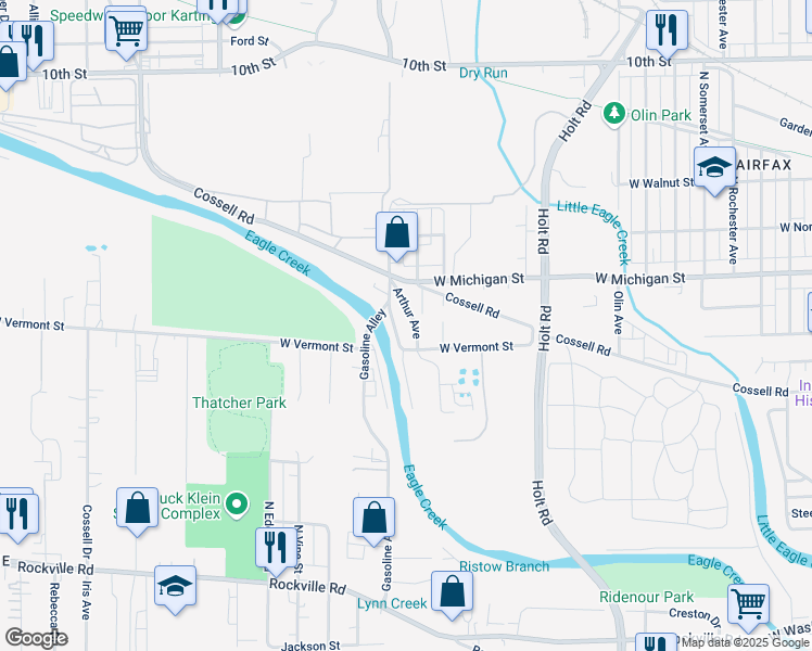 map of restaurants, bars, coffee shops, grocery stores, and more near 440 Arthur Avenue in Indianapolis