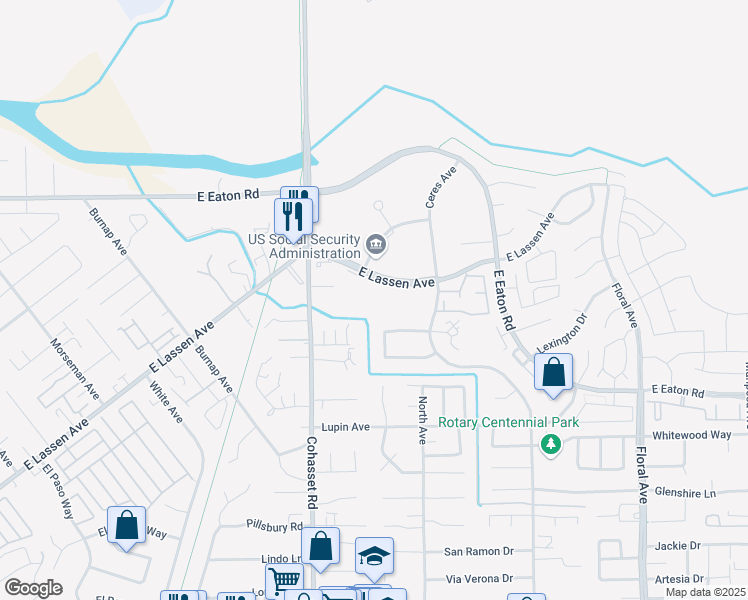 map of restaurants, bars, coffee shops, grocery stores, and more near 1367 East Lassen Avenue in Chico