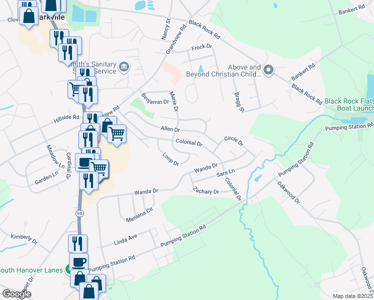 map of restaurants, bars, coffee shops, grocery stores, and more near 8 Gladys Ct in Hanover