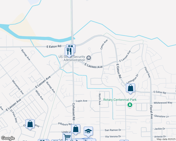 map of restaurants, bars, coffee shops, grocery stores, and more near 1367 East Lassen Avenue in Chico