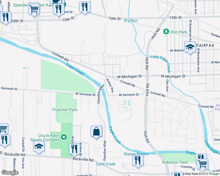 map of restaurants, bars, coffee shops, grocery stores, and more near 440 Arthur Avenue in Indianapolis