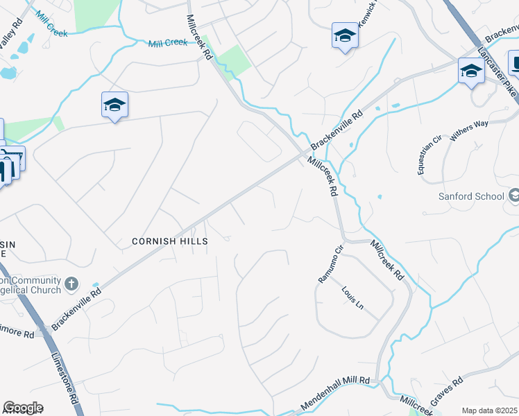 map of restaurants, bars, coffee shops, grocery stores, and more near 1719 Brackenville Road in Hockessin